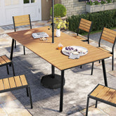 Pellebant 82 in. Outdoor Patio Dining Table with Wood-Like Top and Aluminum Frame